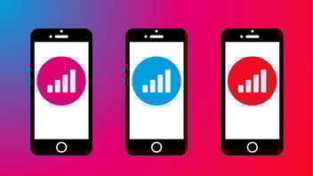 Decorative: 3 phones showing 4 bars