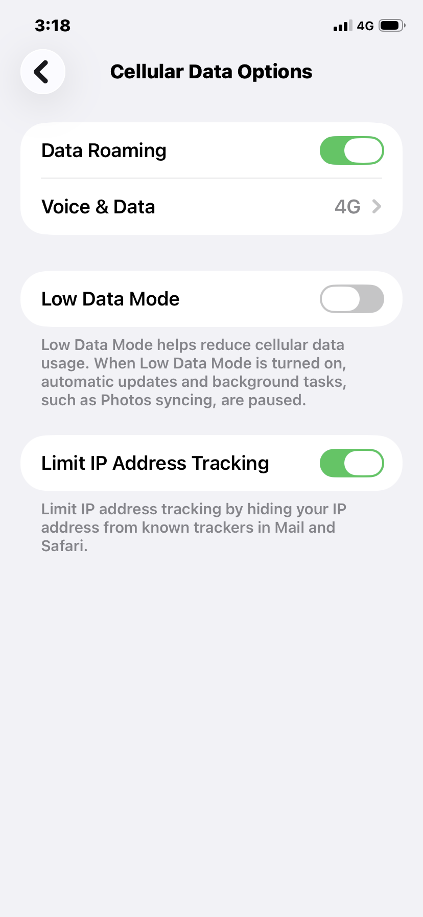 iOS Data Roaming